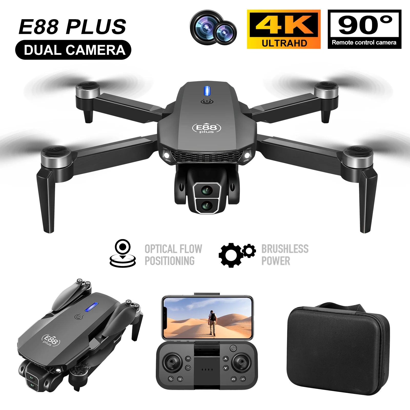 Nuovo drone quadricottero E88  - Drone Gimbal Brushless recensione e prezzo